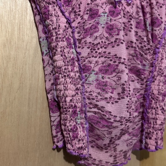 NEW Free People Oh My Baby Tee in Lilac Combo Fitted Cropped Scoop Neck - Picture 7 of 8